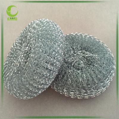 China Sustainable Hot Sale Shine Galvanized Flat Wire Mesh Scrubber Net Cleaning Ball For Dishes Pot Washing for sale