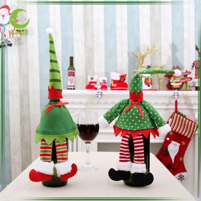 China Christmas Decoration Red Wine Bottle Cover Bags Snowman / Santa Claus Christmas Decorating for sale