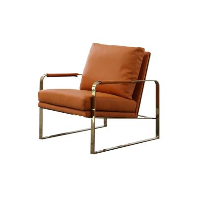 China Orange sofa chair (other) living room stainless steel lounge chair very simple leather nordic modern minimalist style light luxury adjustable for sale