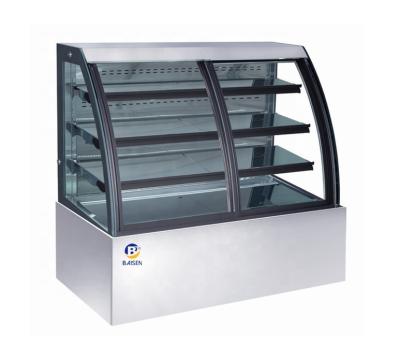 China High Temperature Curved Glass Refrigerated Cake Freezer Display Showcase Bakery Cooler for sale