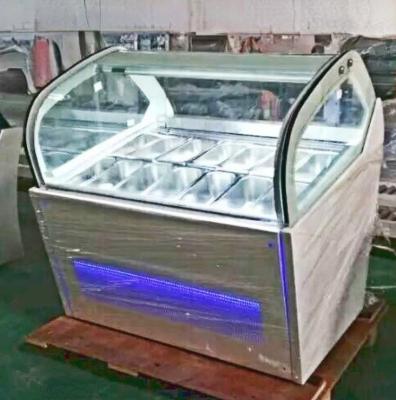 China 2022 European Single-temperature Design Ice Cream Display Freezer Gelato Popsicle Curved Glass Door Freezer for sale