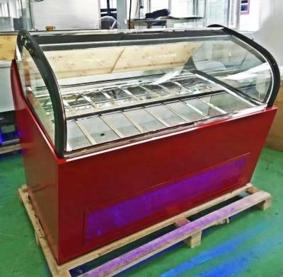 China Refrigerated Ice Cream Glass Gelato Display Plates Top Curved Freezer 10 Single-Temperature Counter for sale