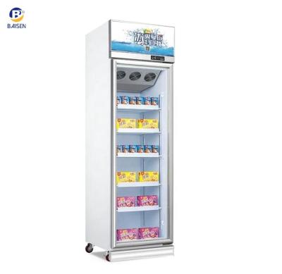 China Single-Temperature Glass Door Upright Freezer / Frozen Upright Display Freezer for sale