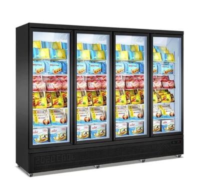 China Single-temperature 2500L Supermarket Upright Deli Upright Freezer Supermarket Display Freezer With 4 Glass Doors for sale