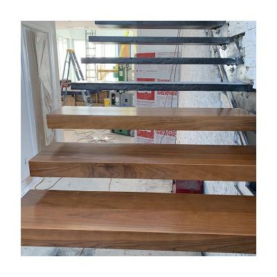 China Modern Invisible Wall Side Stringer Staighre Floating Staircase Steel Wooden Attic Staircase for sale