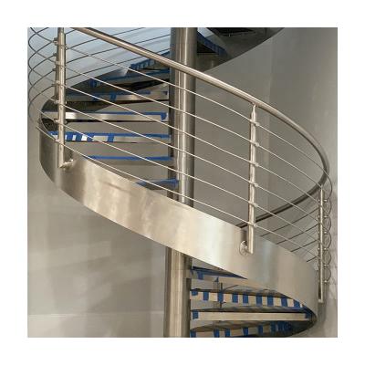 China Escalera Art Metal Central Beam Gray Minimalist Indoor Tread Glass Side Mounted Rod Railing Stairs Spiral Staircase for sale