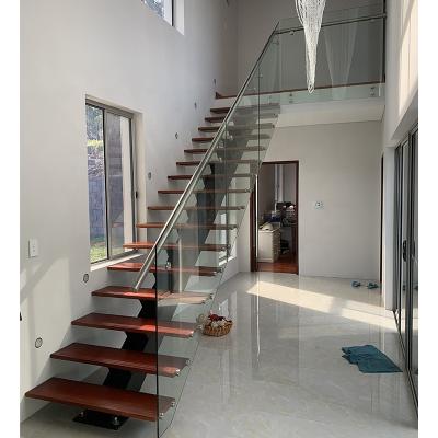 China Modern Stainles Steel Railing Wire Staircase Railing Glass Railing Inside Custom Wrought Iron Wood Straight Staircase for sale