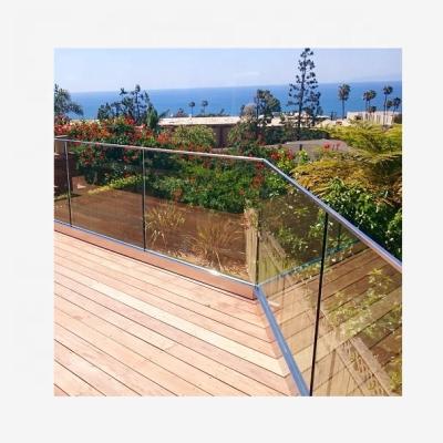 China RealVilla Modern Balcony Floor Mount Aluminum Frameless Glass Railing Designs Stainless Steel Glass Railing for sale