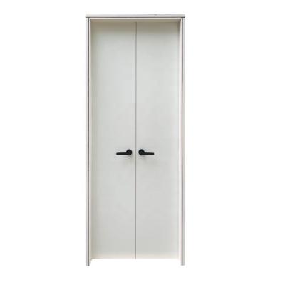 China Hot Sale 2022 Solid Wood Sound Insulation Door Design Warm White Flush Wooden Access Control Double Leaf Door For Villa for sale