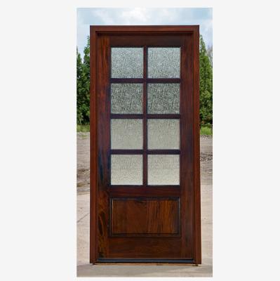 China RealVilla Modern Wood Door with Glass Mahogany Wood Veneer Interior French Door for Villa for sale