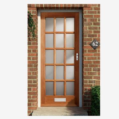 China Modern Simple Modern Clear Glass Door Mahogany Wood Veneer RealVilla Interior French Door for sale