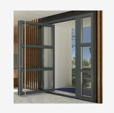 China Modern Wooden Glass Aluminum Glass Entry Door Villa House Metal Pivot Door for sale