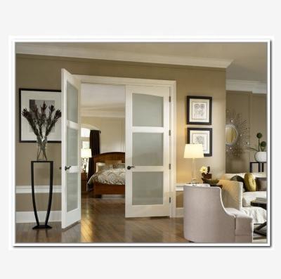 China Hot Sale Modern Interior Glass Door UPVC Double House Entry French Door for sale