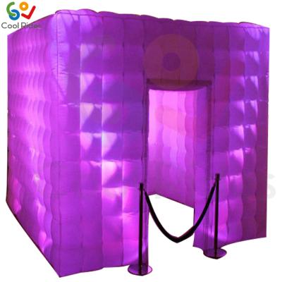 China Latest LED light PVC portable inflatable photo tent 2.5*2.5m fence, inflatable photo booth for sale for sale