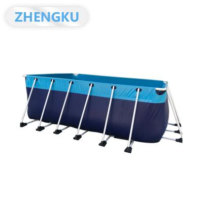 China Plato 0.9mm PVC Tarpaulin Rectangular Metal Frame Movable Inflatable Adult Swimming Pools Outdoor Outdoor Metal Frame Ground Commercial Pool for sale