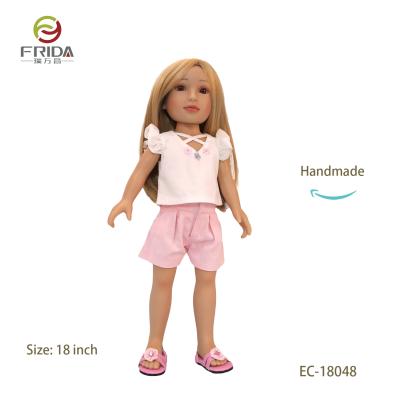 China Custom18inch Toy Vinyl Toy Kids Cartoon Long Hair Doll Girl Doll Wear Safe T-shirt Straight Hair Girl Doll for sale