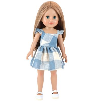 China Movable arms/limbs and fabric customized logo oem service vinyl face changing 3d material doll 18 inch american doll for sale