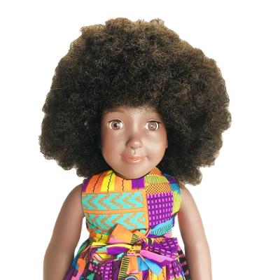 China DIY PLAY NO MOQ New Design African Girl 18 Inch Black Vinyl Doll With Afro Hair And 18 Inch Doll Clothes for sale