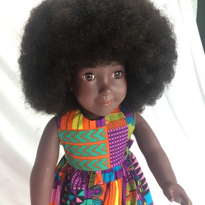 China DIY TOY Low MOQ 1pc 18 Inch Black African Vinyl Doll With Afro Hair Afro Clothes For Sale for sale