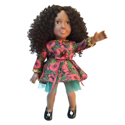 China DIY TOY Black African Girl Dolls With Long Curls Afro Hair, Beautiful Realistic African Black Doll for sale