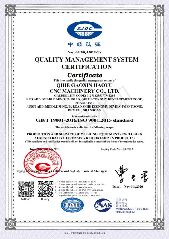 ISO9001 - Jinan Haoyu Automation System Co.,Ltd