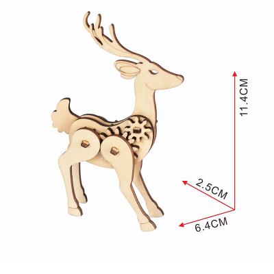 China Europe cartoon sika feature 3d walking wooden puzzle deer wooden toy for sale