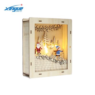 China Christmas Decoration Newly Designed Eco-friendly Wooden Christmas Decoration Christmas Stage Light Box for sale