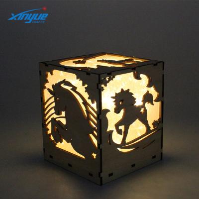 China Light Box Indoor Wooden Home Decoration Christmas Desk Table Lamp Light Wooden Decoration for sale