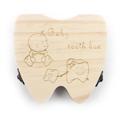 China China Wooden Milk Tooth Box Organizer Milk Teeth Box Tooth Storage Box for sale