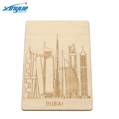 China Dubai Dubai Tourist Souvenir Wooden Laser Engraved Postcard for sale