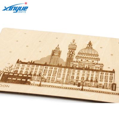 China Europe Standard Size Plywood Map Postcard Greeting Card London Souvenir Wooden Tourists Scenic Postcard for sale