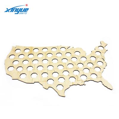 China USA Eco-friendly Plywood Laser Cut Wood USA Map Wooden Beer Map Wall Decoration for sale