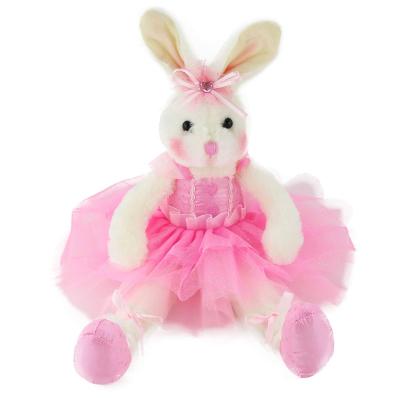 China Softly Adorable Bunny Stuffed Animal Plush Toys 15 Inch Ballerina Rabbit Soft Doll With Pink Dress Girls Christmas Birthday Gift for sale