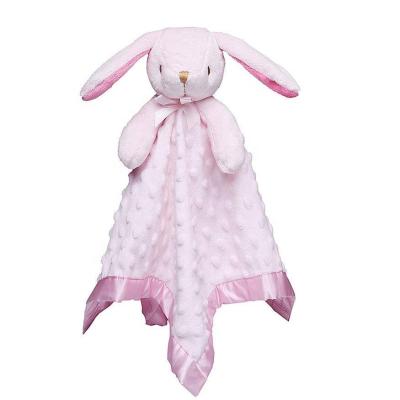 China Wholesale Plush Stuffed Baby Comforter Toys Newborn Girl Soft Pink Lovie Gift for Infant and Toddler Bunny Security Blanket for sale