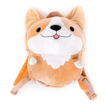 China Preschool Toy Toddler Kids Corgi Stuffed Animals Plush Toy Corgi Doll Kindergarten Christmas Gift Travel Shoulder Backpack Stuffed Animals for sale