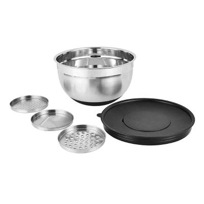 China Amazon Sustainable Supplier Multifunctional Stainless Steel Salad Mixing Bowls With Lids for sale