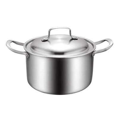 China Sustainable High Quality Stainless Steel Triple Stock Soup Pot Wholesale 28 Cm With Lid for sale