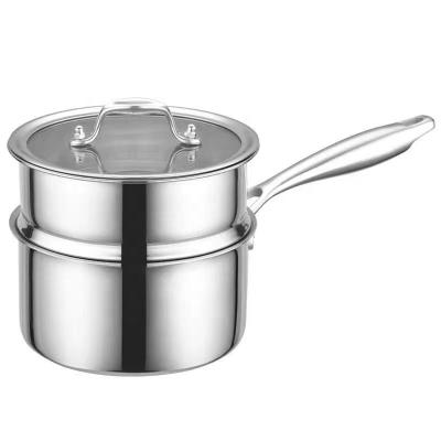 China Sustainable Hot Selling Stainless Triple No Stick Pan Steam Milk Cooking With Lid for sale