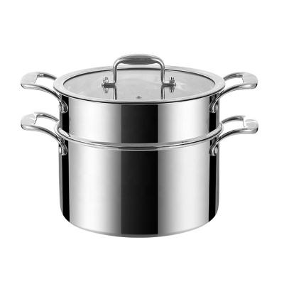 China Factory Wholesale Capacity Viable Large Double Layer Stainless Steel Triple Steamer Pot With Lid for sale