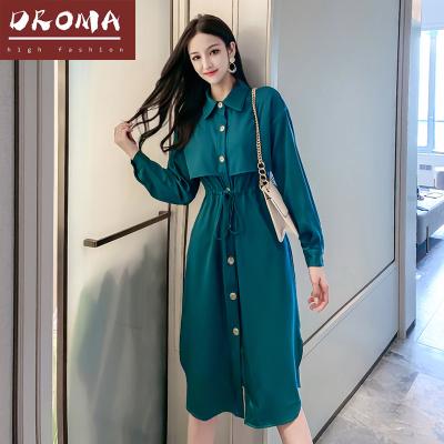 China Wholesale Women Clothing High End Solid Color Fashion Anti-wrinkle Blue Low Price Droma Dresses for sale