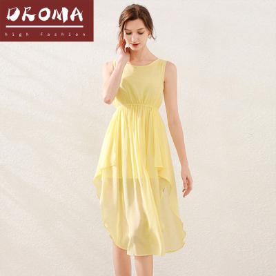 China Anti-wrinkle Droma in Yellow Women's Casual Sleeveless High Quality Fashion Summer Dresses Hot Selling Current 2021 for sale