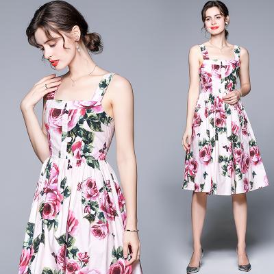 China Women Summer Elegant Casual Outfits Custom Lady Midi Dress Vestidos Anti-wrinkle Fashion Droma Fashion for sale