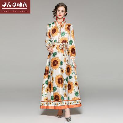 China Droma 2022 Anti-wrinkle New Design Summer Maxi Dresses Women Wholesale Elegant New Print Muslim Abaya Dress for sale