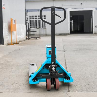 Cina Camionino a pallet a mano blu 2500kg, pallet jack manuale con stampante in vendita