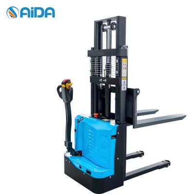 China Stand on Electric Pallet Stacker Truck Max Lift Height 3500mm Capacity 1500kg for sale