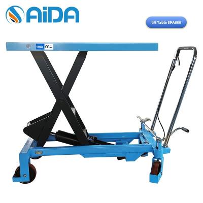 China Factory Price Hand Hydraulic Table Platform Lifter Single Scissor 500kgs for sale