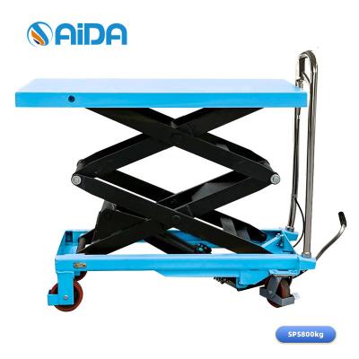 China Aida Durable 800kg Double Scissor Lifting Platform Trolley for Smooth Lifting Operations for sale