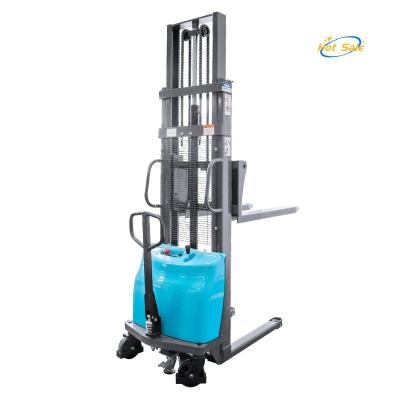 China 1000kg Semi Electric Pallet Stacker with 1.6m Lift Height and Lead-Acid Battery 12V 110Ah for sale