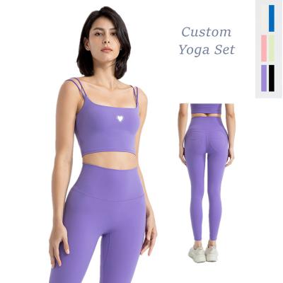 China Breathable Custom Yoga Set Women Yoga Gym Crop Top With Leggings Workout Fitness Yoga Seamless Sets for sale