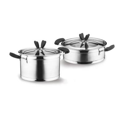 China Wholesale high quality modern straight-sided stainless steel sauce pot and pan with glass lid cookware set for sale